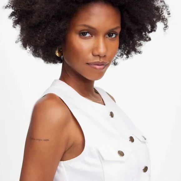 NWT Madewell White Denim High Crewneck Vest - Size: 16 (XL) - Picture 8 of 11